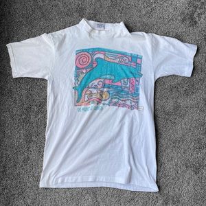 Vintage 90’s Dolphin White T-Shirt Adult Tribal